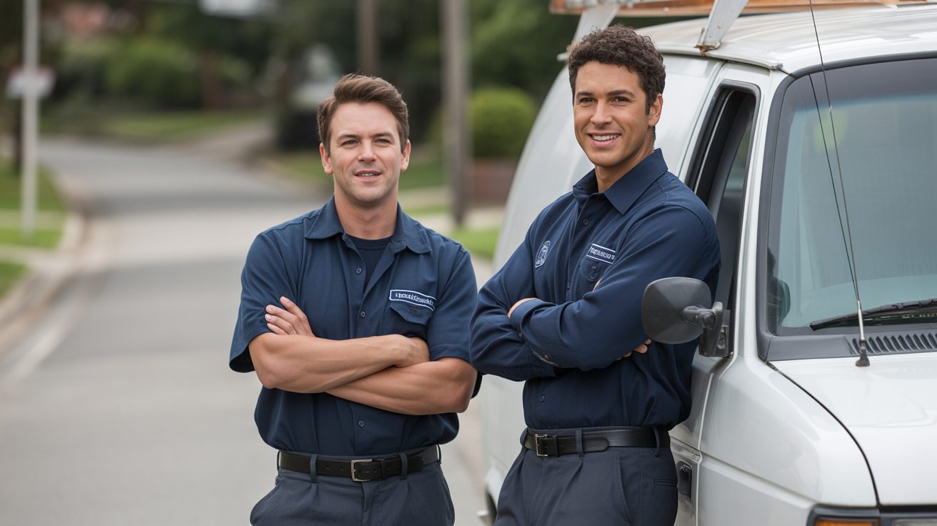 Austin Water Damage Repair technicians beside a service van in Austin, TX